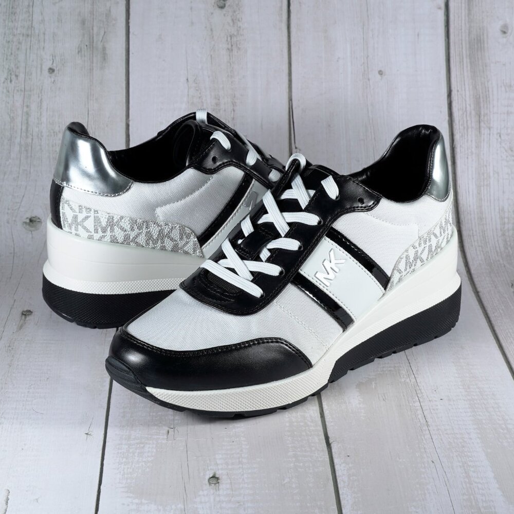 Michael Kors Mabel Trainer Optic Women's Shoes Color White/Black Size 9.5 M